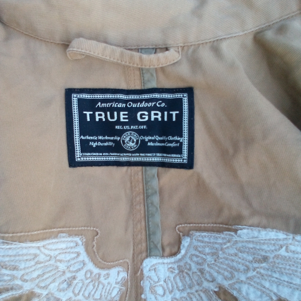 true grit button up with wings embroidered on back